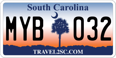 SC license plate MYB032