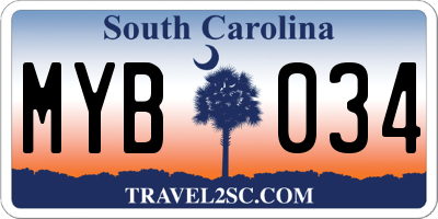 SC license plate MYB034