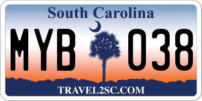 SC license plate MYB038