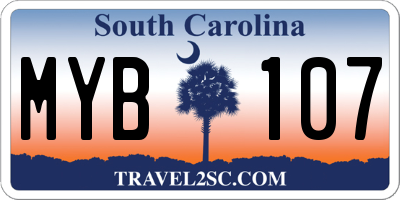 SC license plate MYB107