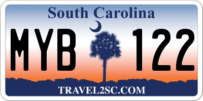 SC license plate MYB122