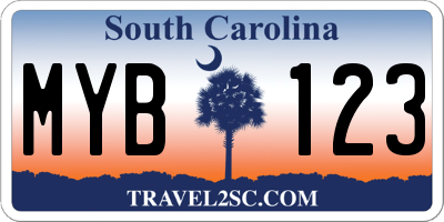 SC license plate MYB123