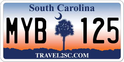 SC license plate MYB125