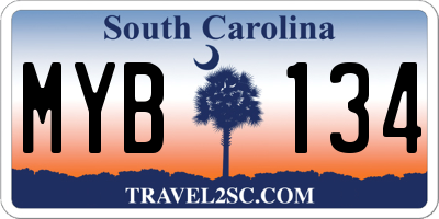 SC license plate MYB134