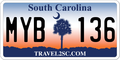 SC license plate MYB136