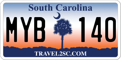 SC license plate MYB140
