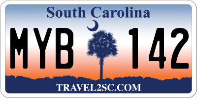 SC license plate MYB142