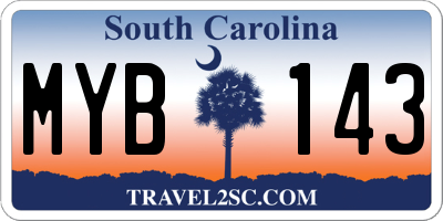SC license plate MYB143