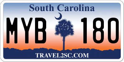 SC license plate MYB180