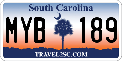 SC license plate MYB189