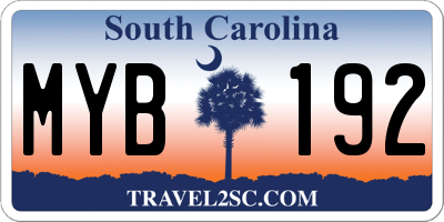 SC license plate MYB192