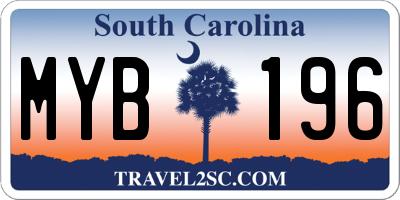 SC license plate MYB196