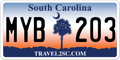 SC license plate MYB203