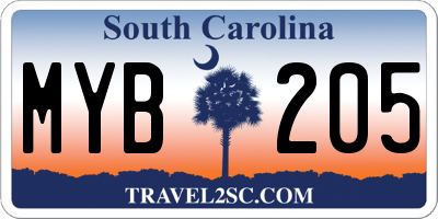 SC license plate MYB205