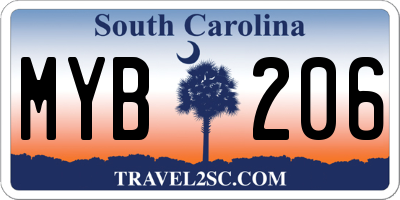 SC license plate MYB206