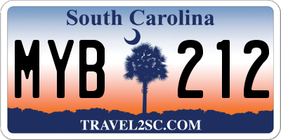 SC license plate MYB212