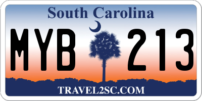 SC license plate MYB213