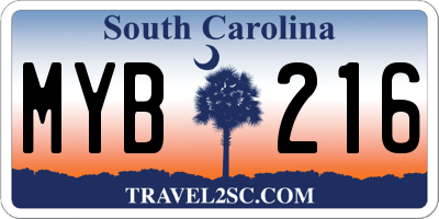 SC license plate MYB216