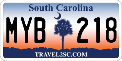 SC license plate MYB218
