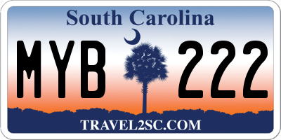 SC license plate MYB222