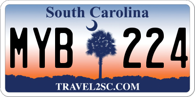SC license plate MYB224
