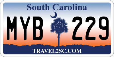 SC license plate MYB229