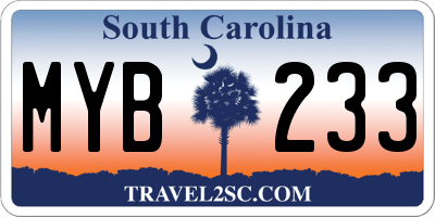 SC license plate MYB233
