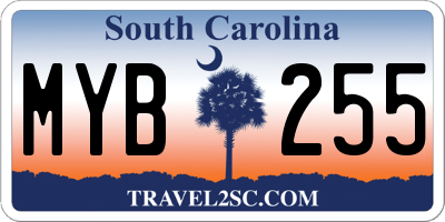 SC license plate MYB255