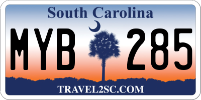 SC license plate MYB285
