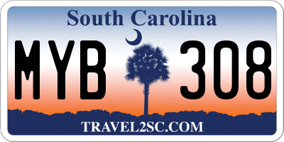 SC license plate MYB308