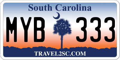 SC license plate MYB333