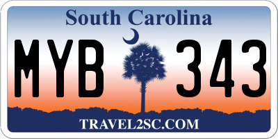 SC license plate MYB343