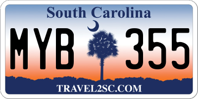 SC license plate MYB355