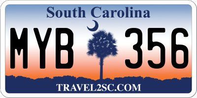 SC license plate MYB356