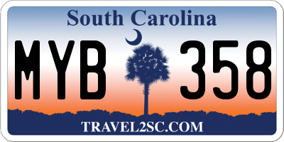 SC license plate MYB358