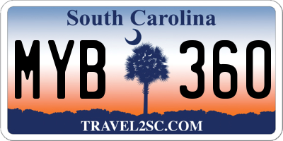 SC license plate MYB360