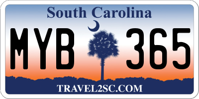 SC license plate MYB365