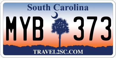 SC license plate MYB373