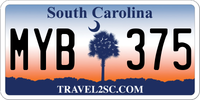 SC license plate MYB375