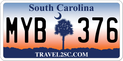 SC license plate MYB376