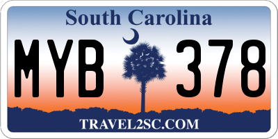 SC license plate MYB378