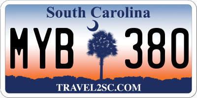 SC license plate MYB380