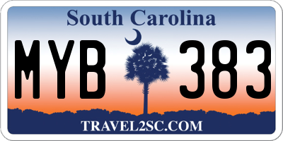 SC license plate MYB383