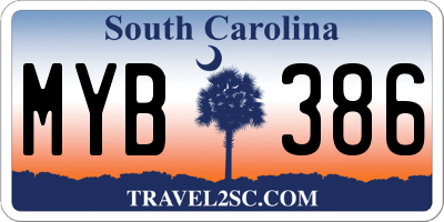 SC license plate MYB386
