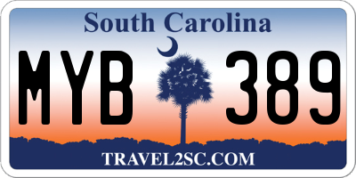 SC license plate MYB389