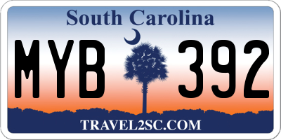 SC license plate MYB392