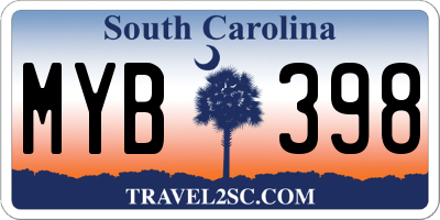 SC license plate MYB398
