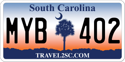 SC license plate MYB402
