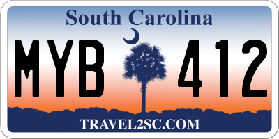 SC license plate MYB412