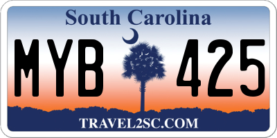 SC license plate MYB425